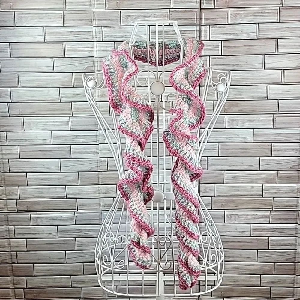 Handmade crocheted ruffle scarf